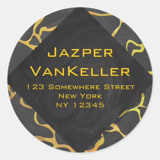 Giraffe, Schwarz und Gelb Runder Aufkleber (Vorderseite)