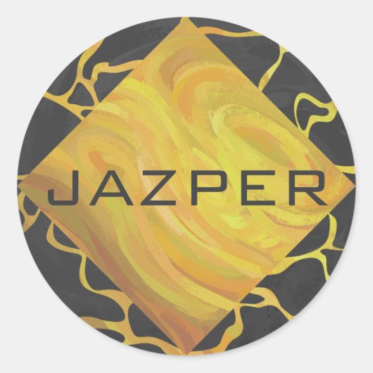 Giraffe, Schwarz und Gelb Runder Aufkleber (Vorderseite)