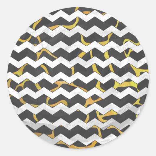 Giraffe, Schwarz und Gelb Runder Aufkleber (Vorderseite)