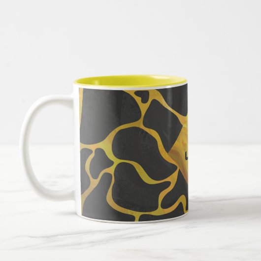 Giraffe, Schwarz und Gelb Zweifarbige Tasse (Links)