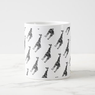 Giraffe Schwarz und Grau-Silhouette Jumbo-Tasse