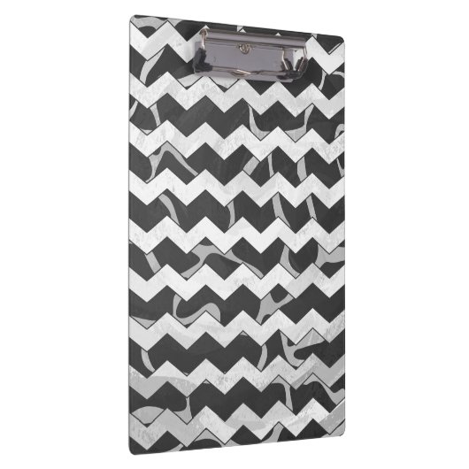 Giraffe Schwarz und Grau Zickzack Muster Klemmbrett (Rechts)