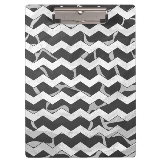 Giraffe Schwarz und Grau Zickzack Muster Klemmbrett (Vorderseite)