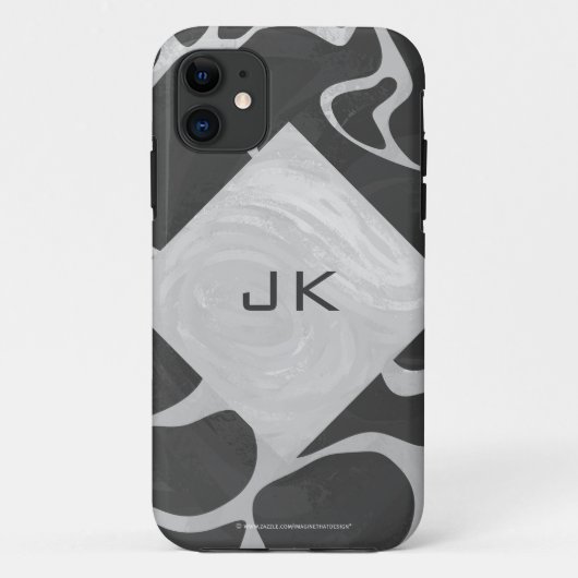 Giraffe Schwarz und Hellgrau Monogramm Case-Mate iPhone Hülle (Rückseite)