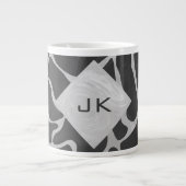 Giraffe Schwarz und Light Gray Monogram Jumbo-Tasse (Vorderseite)
