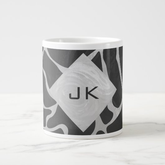 Giraffe Schwarz und Light Gray Monogram Jumbo-Tasse (Vorderseite)