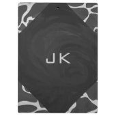 Giraffe Schwarz und Light Gray Monogram Klemmbrett (Rückseite)