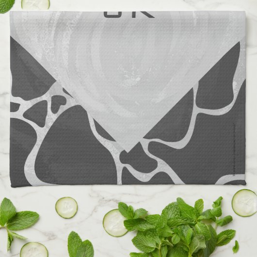 Giraffe Schwarz und Light Gray Monogram Küchentuch (Gefaltet)
