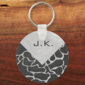Giraffe Schwarz und Light Gray Monogram Schlüsselanhänger (Vorderseite)