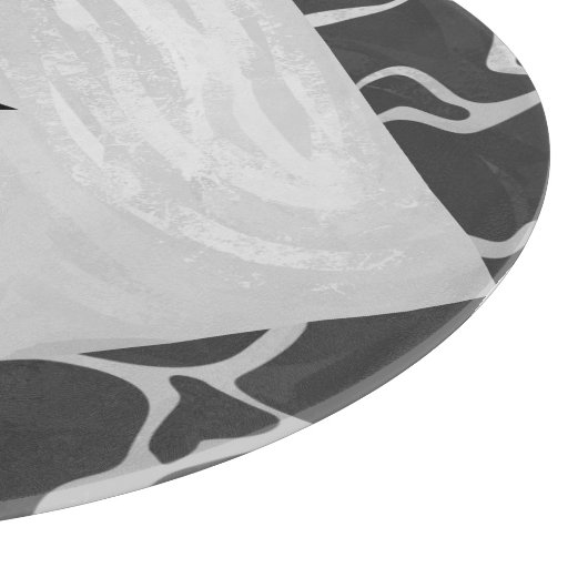 Giraffe Schwarz und Light Gray Monogram Schneidebrett (Ecke)