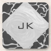 Giraffe Schwarz und Light Gray Monogram Untersetzer (Vorderseite)