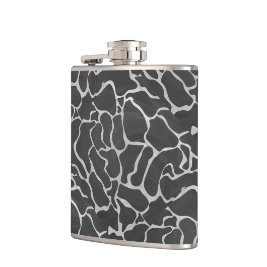 Giraffe Schwarz und Light Gray Print Flachmann (Links)