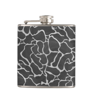 Giraffe Schwarz und Light Gray Print Flachmann