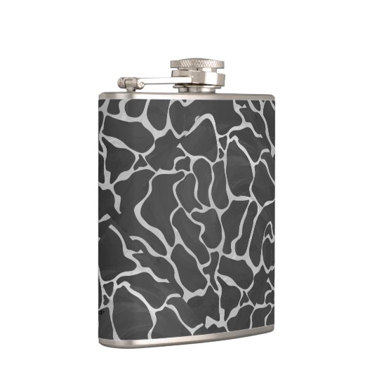 Giraffe Schwarz und Light Gray Print Flachmann (Rechts)