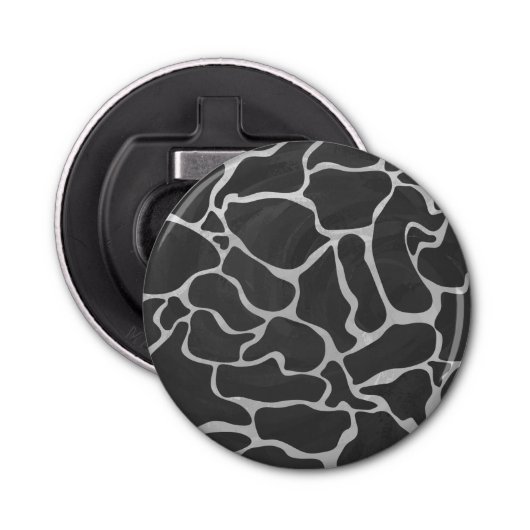 Giraffe Schwarz und Light Gray Print Flaschenöffner (Vorderseite)