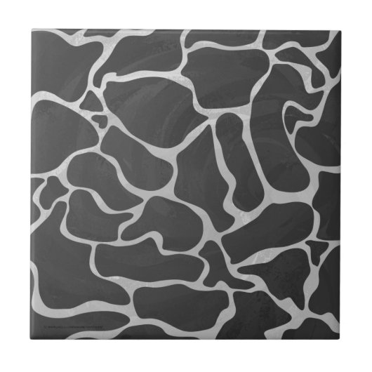Giraffe Schwarz und Light Gray Print Fliese (Vorderseite)