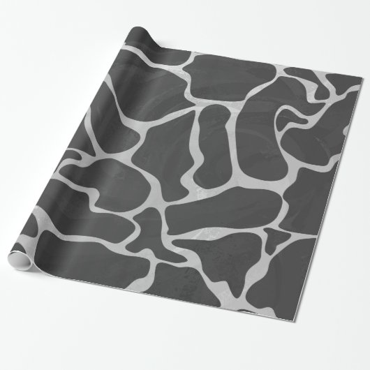 Giraffe Schwarz und Light Gray Print Geschenkpapier (Ungerollt)