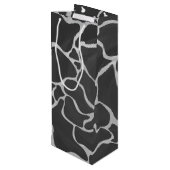 Giraffe Schwarz und Light Gray Print Geschenktüte Für Weinflaschen (Rückseite Schrägansicht)