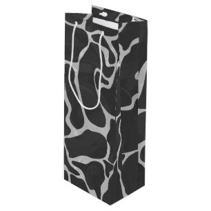 Giraffe Schwarz und Light Gray Print Geschenktüte Für Weinflaschen