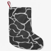 Giraffe Schwarz und Light Gray Print Kleiner Weihnachtsstrumpf (Vorderseite)