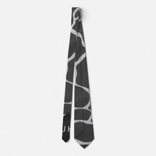 Giraffe Schwarz und Light Gray Print Krawatte (Rückseite)