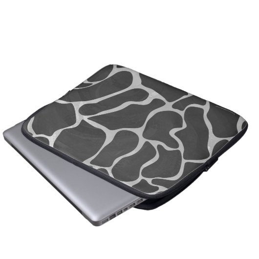 Giraffe Schwarz und Light Gray Print Laptopschutzhülle (Vorne Knopf)