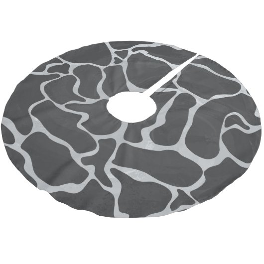 Giraffe Schwarz und Light Gray Print Polyester Weihnachtsbaumdecke (Schrägansicht)
