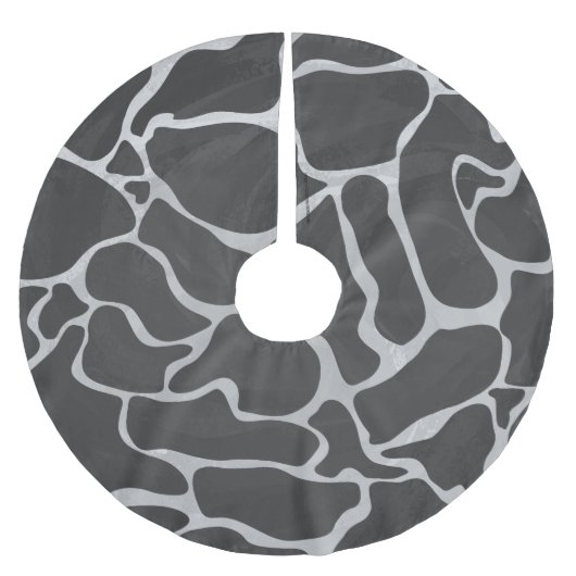 Giraffe Schwarz und Light Gray Print Polyester Weihnachtsbaumdecke (Vorderseite)