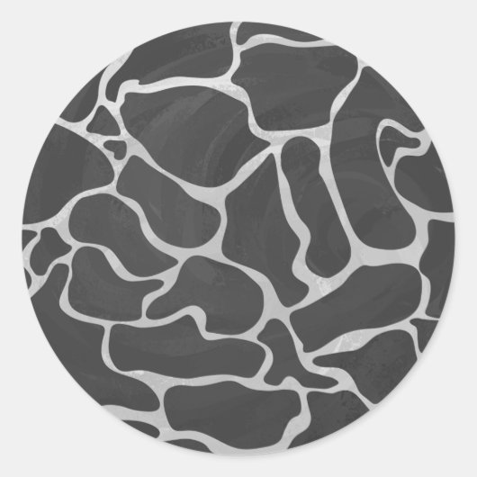 Giraffe Schwarz und Light Gray Print Runder Aufkleber (Vorderseite)