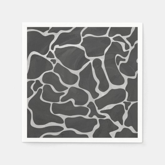 Giraffe Schwarz und Light Gray Print Serviette (Vorderseite)