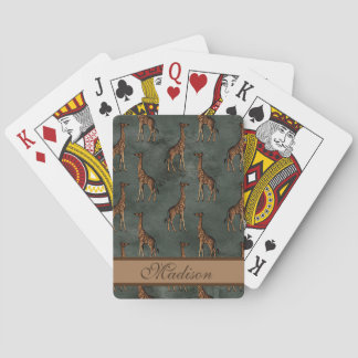 Giraffe Script Personalisiert Hunter Green Bronze Spielkarten