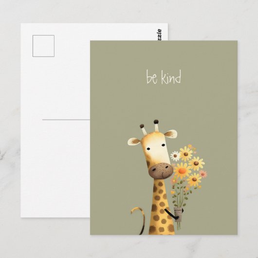 Giraffe - Sei freundlich Postkarte (Vorne/Hinten)