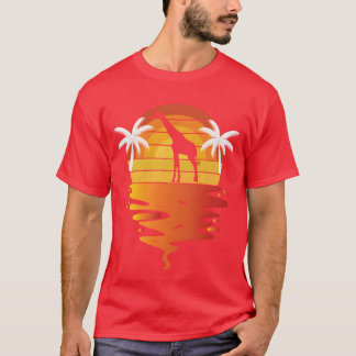 Giraffe-Shirt Retro-Sonnenuntergang 70er Jahre Vin T-Shirt