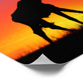 Giraffe, Silhouette bei Sonnenaufgang, Giraffa Poster (Ecke)