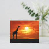 Giraffe Silhouette bei Sonnenuntergang Postkarte (Stehend Vorderseite)