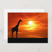Giraffe Silhouette bei Sonnenuntergang Postkarte (Vorne/Hinten)