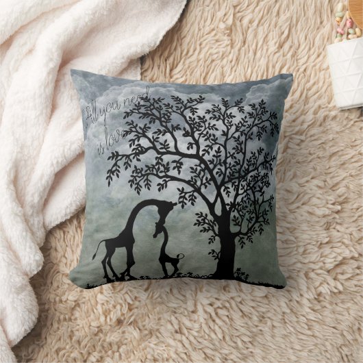 Giraffe Silhouette Mutter Baby Akzent Kissen (Decke)