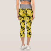 Giraffe Silhouette Tropical Palm Tree Blätter Zoo Capri Leggings (Rückseite)