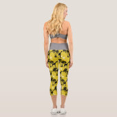 Giraffe Silhouette Tropical Palm Tree Blätter Zoo Capri Leggings (Rückseite)