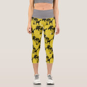 Giraffe Silhouette Tropical Palm Tree Blätter Zoo Capri Leggings (Vorderseite)