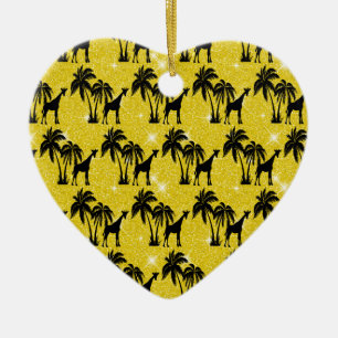 Giraffe Silhouette Tropical Palm Tree Blätter Zoo Keramik Ornament