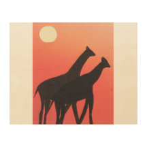 Giraffe Silhouttes auf Holz