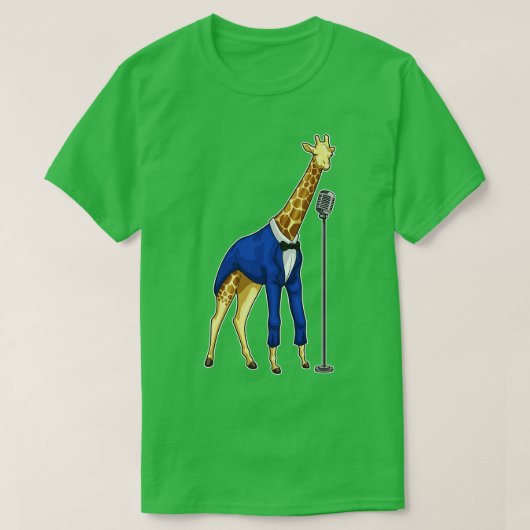 Giraffe Singer Microphone Music T-Shirt (Design vorne)