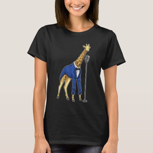 Giraffe Singer Microphone Music T-Shirt (Vorderseite)