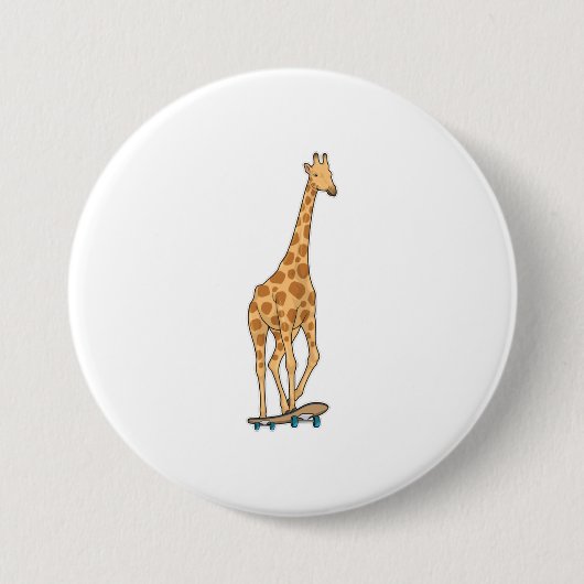 Giraffe Skater Skateboard Button (Vorderseite)