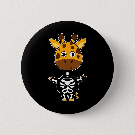 Giraffe Skeleton Xray Costume Niedlich Easy Hallow Button (Vorderseite)