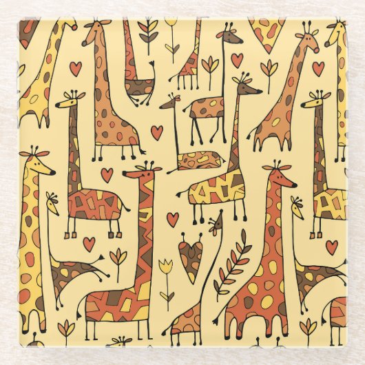 Giraffe Sketch, Spaß Nahtloses Design. Glasuntersetzer (Vorderseite)