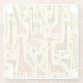 Giraffe Sketch, Spaß Nahtloses Design. Glasuntersetzer (Rückseite)