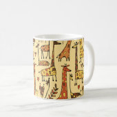 Giraffe Sketch, Spaß Nahtloses Design. Kaffeetasse (VorderseiteRechts)