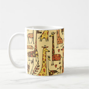 Giraffe Sketch, Spaß Nahtloses Design. Kaffeetasse